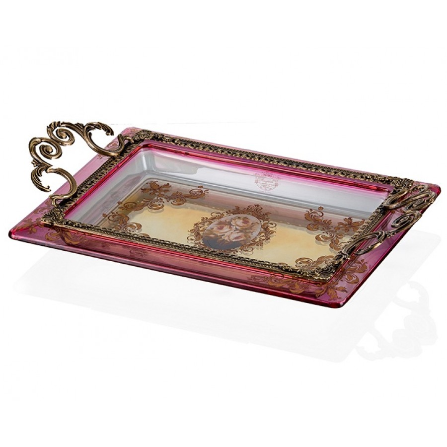 AHD-2006 - Bronz Bordo Amber Tepsi 40*40cm