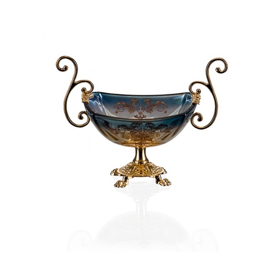 AHD-2013 - Altın Mavi Amber Şekerlik 20*16cm.