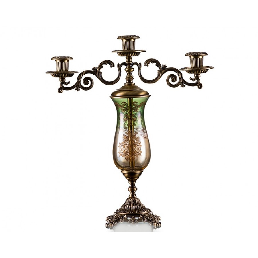 AHD-2014 - Bronz Yesil Amber 3lü Samdan 41*37cm