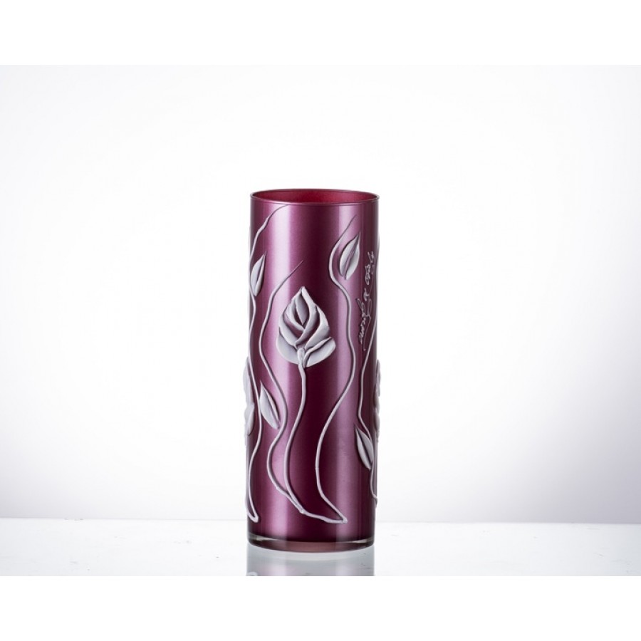 AHD-39147 - Fuşya Çiçekli K.Silindir Vazo 40cm.