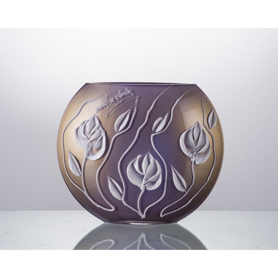 AHD-39152 - Lila Çiçekli B.Oval Vazo 30cm.