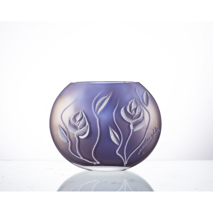 AHD-39153 - Lila Çiçekli K.Oval Vazo 24cm.