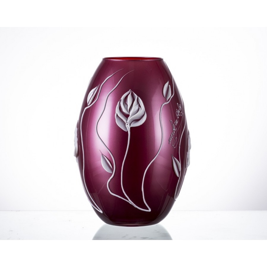 AHD-39154 - Fuşya Çiçekli B.Oval Vazo 40cm.