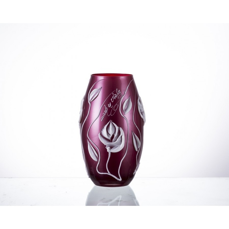 AHD-39155 - Fuşya Çiçekli K.Oval Vazo 30cm.