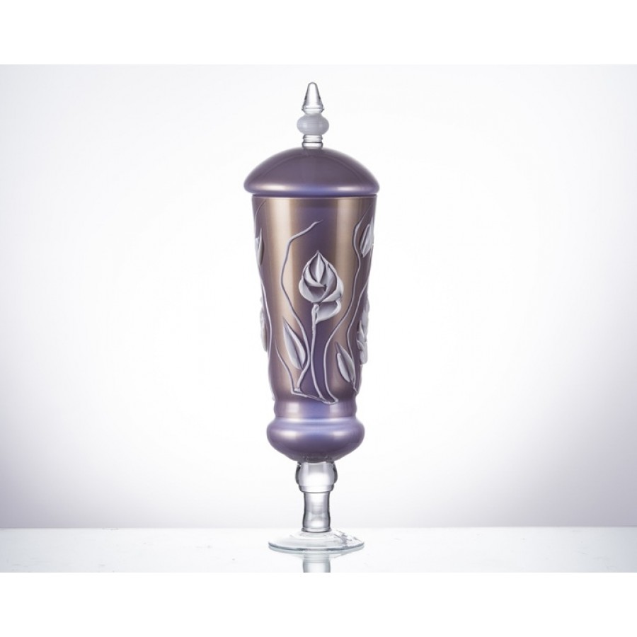 AHD-39156 - LilaÇiçekli Kapaklı Küp 60cm.