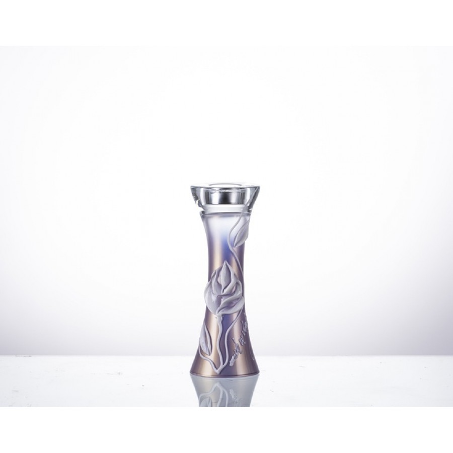 AHD-40149 - Lila Çiçekli K.Mumluk 25cm.