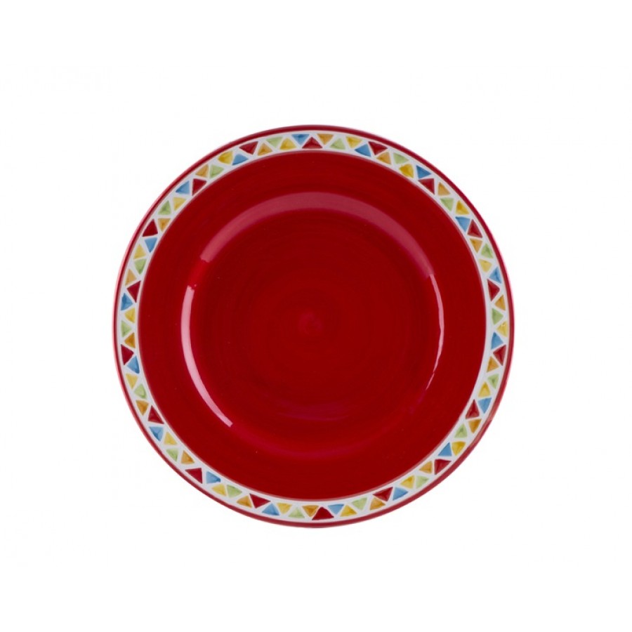 AHD-563430 - Yuvarlak Kırmızı Çukur Tabak 35Cm