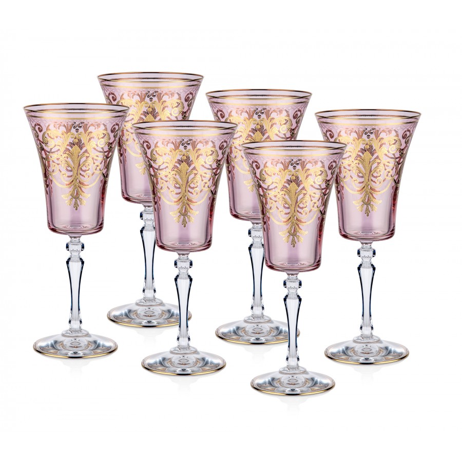 M40-135 - Tiara Pink Sarmaşık Beyaz Şarap Kadeh