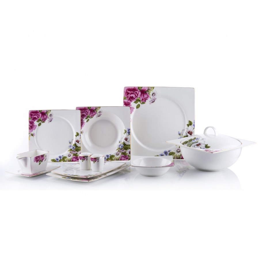 M44-119 - Fiorenza 74 Parça Bonechina Kare Ara Servisli Y.Tk