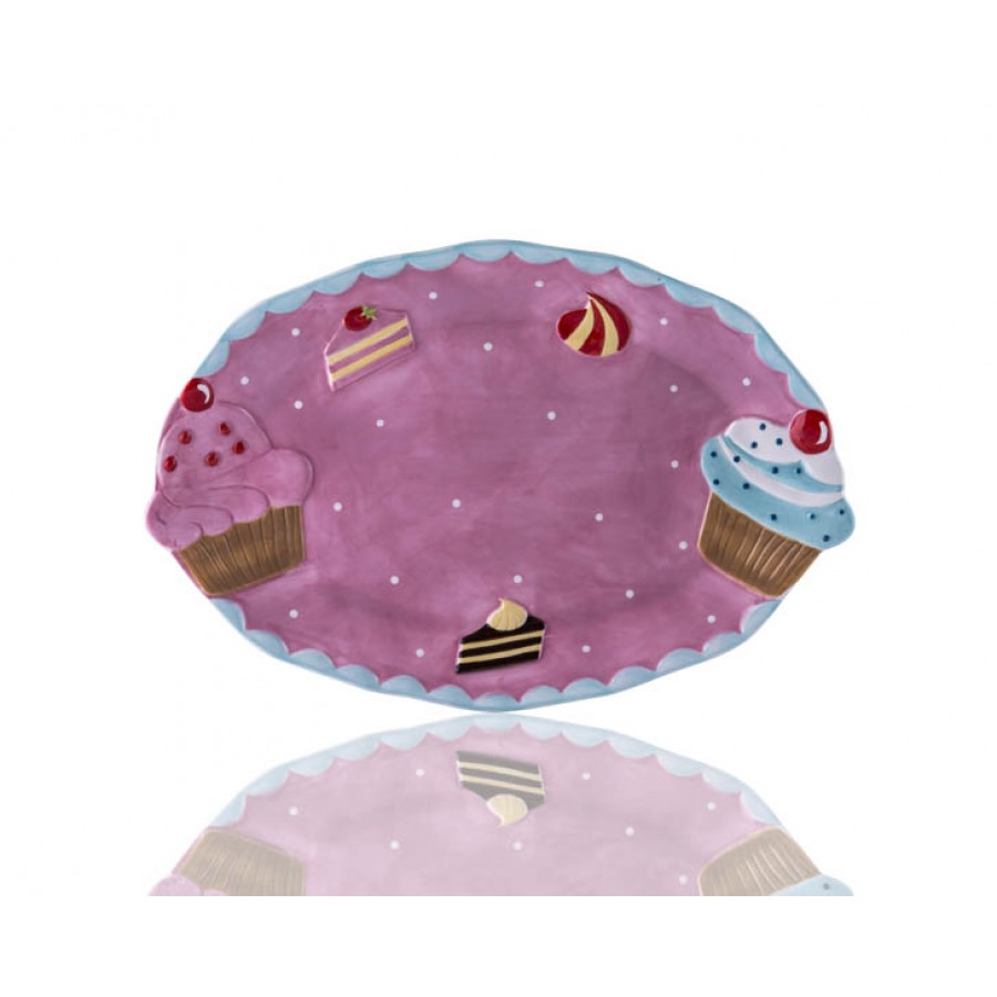 M53-117 - Puantiyeli Pembe Cupcake Kayık Tabak
