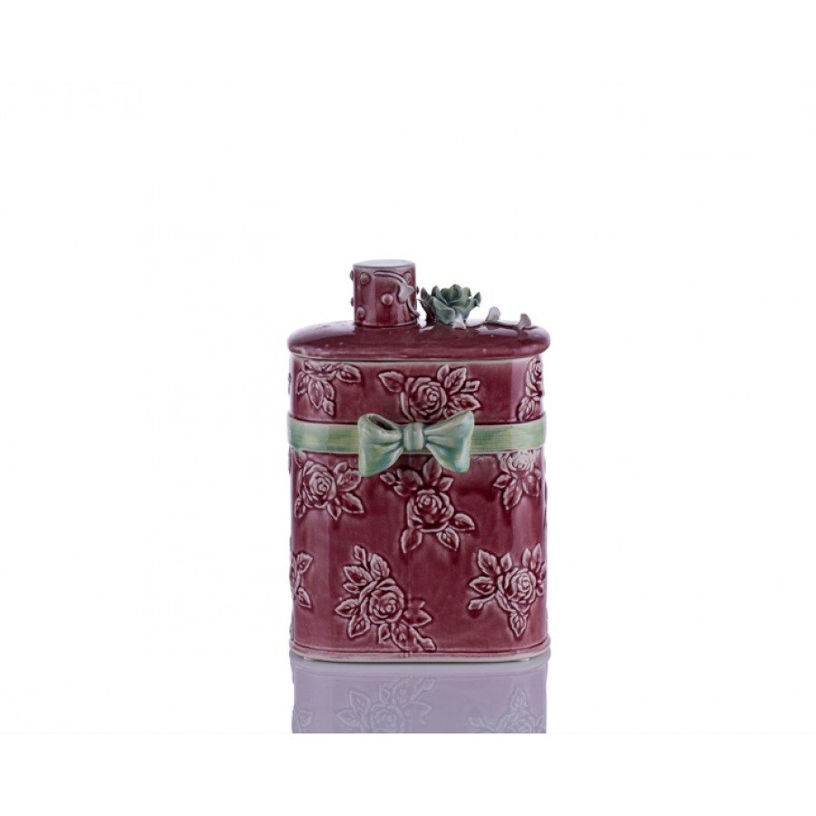 M70-102 - Kapağı Çiçekli Dikey Bordo Kutu