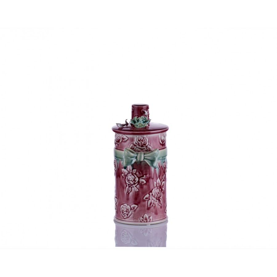 M70-105 - Kapağı Çiçekli Bordo Vazo