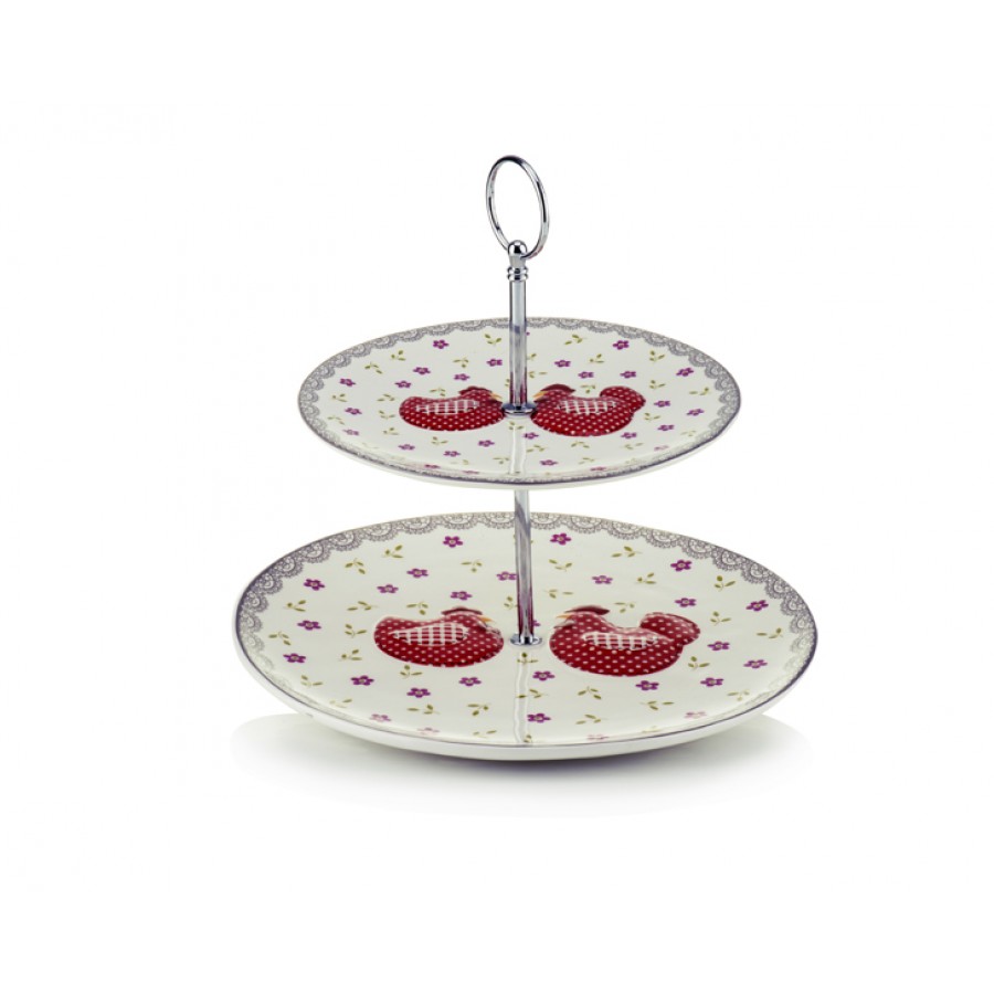 M72-124 - Horozlu 2 Katlı Servis Tabağı 26*26