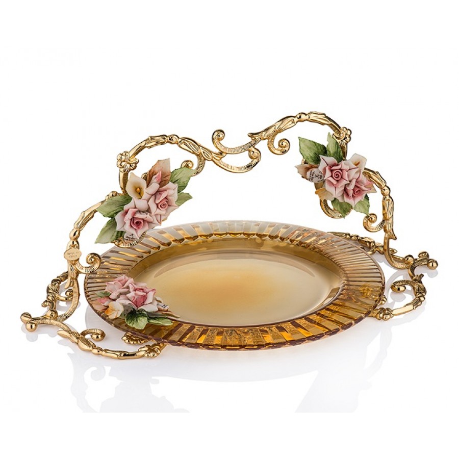 PR05-1047 - Kapitemonteli Amber Saplı Tepsi 22cm
