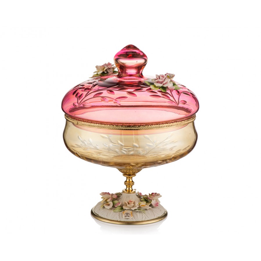 PR05-1073 - Amber-Pembe Altın Kapidemonteli Kap. Şekerlk 38*32