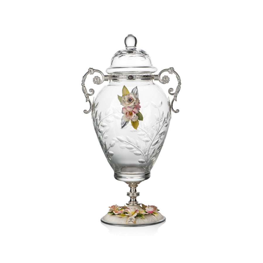 PR05-1075 - Gümüş Kapidemonteli Kapaklı Küp 44*25