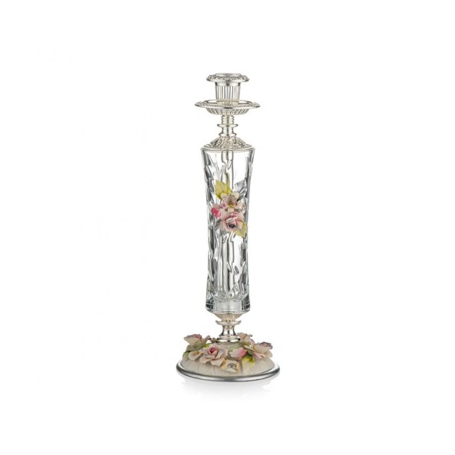 PR05-1084 - Gümüş Kapidemonteli Tekli Şamdan 37cm