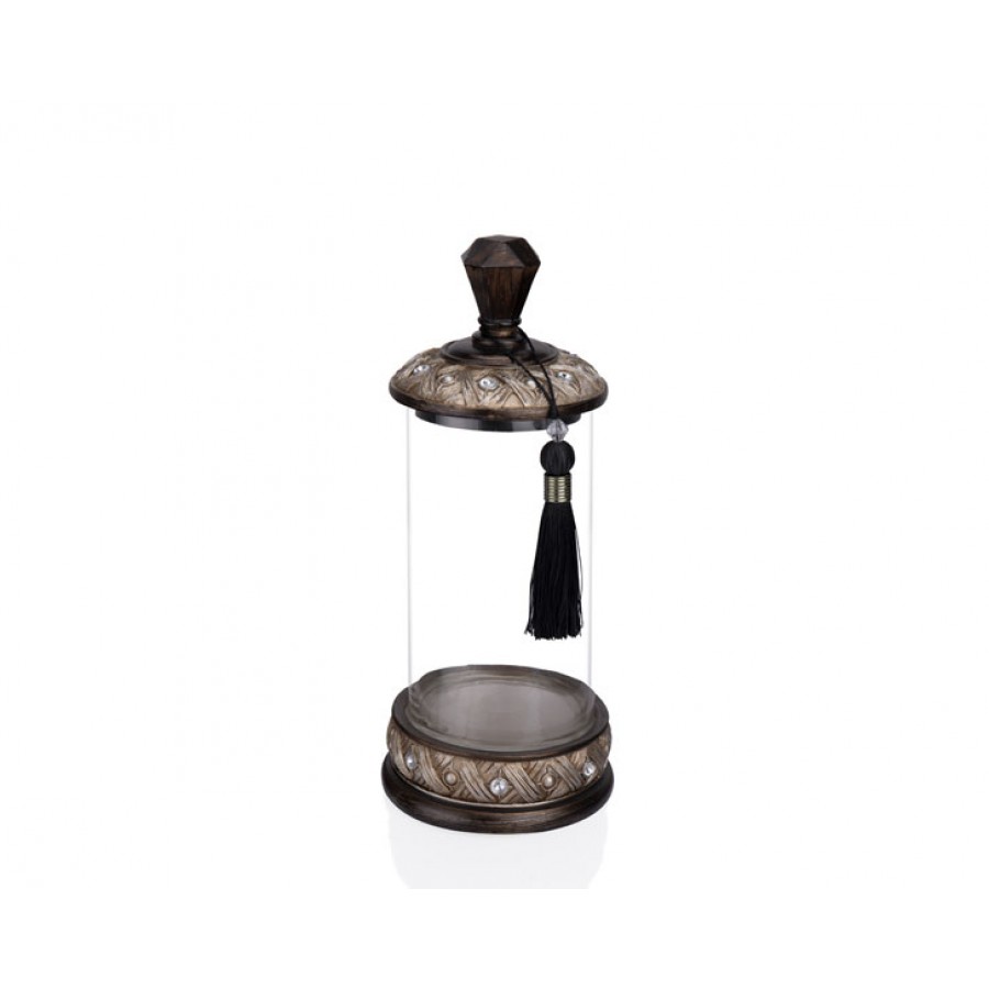 PR12-1030 - Hasır İşlemeli Cam Dekoratif Kavanoz 15*15*35