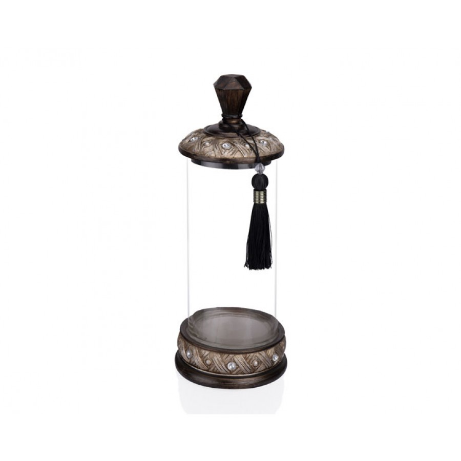 PR12-1031 - Hasır İşlemeli Cam Dekoratif Kavanoz 15*15*39