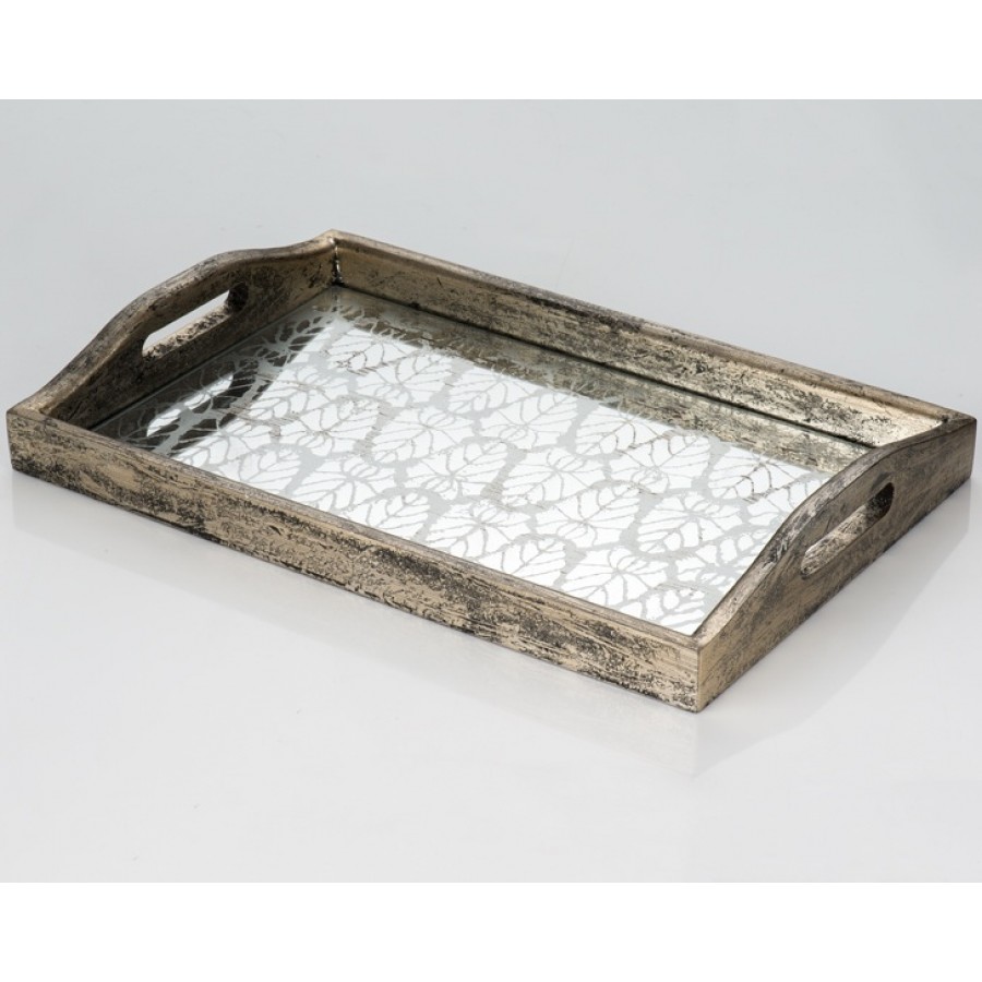 PR13-1002 - Eskitme Aynalı Ahşap Tepsi 46*32