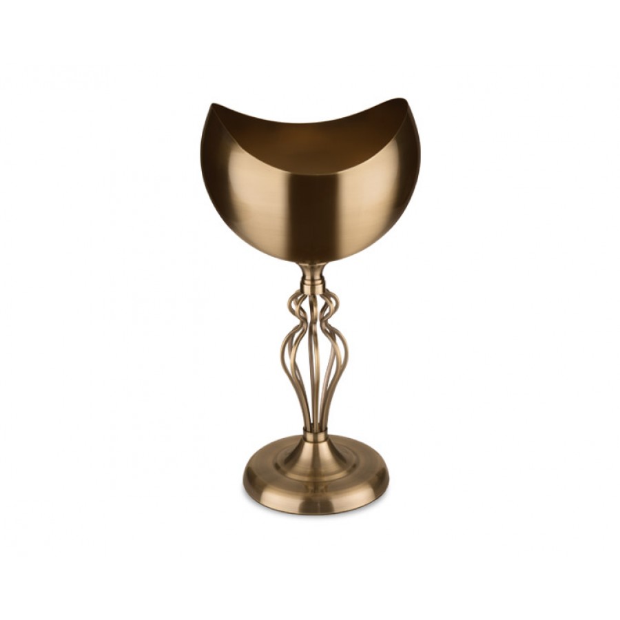PR14-1131 - Bronz Taç Ayaklı Yassı Başlı Vazo 30*30*56