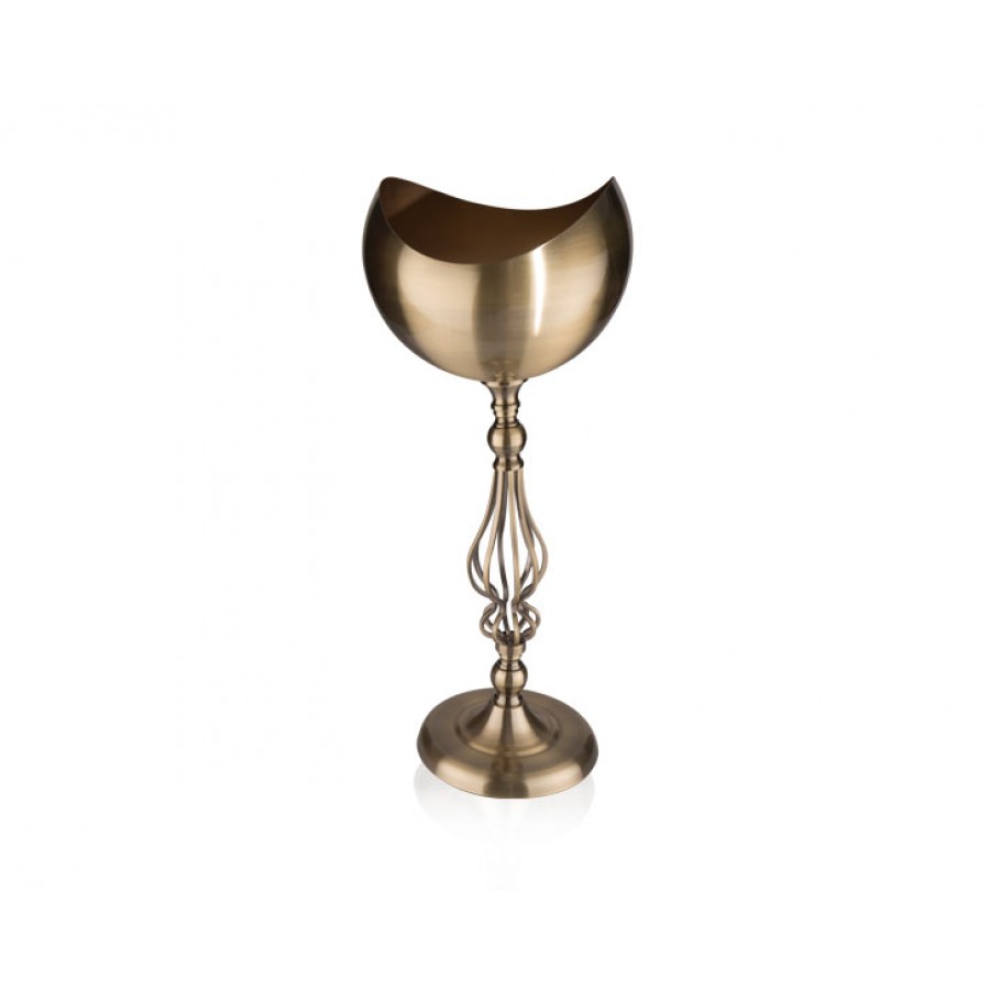 PR14-1132 - Bronz Taç Ayaklı Yassı Başlı Vazo 30*30*69