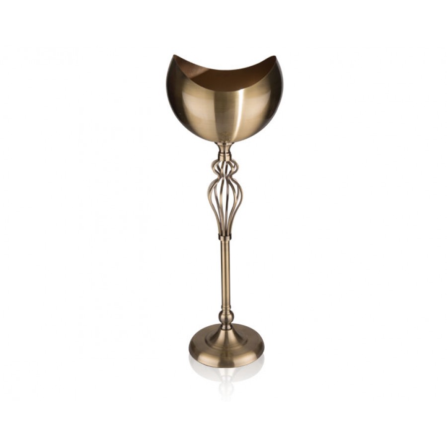 PR14-1133 - Bronz Taç Ayaklı Yassı Başlı Vazo 30*30*82