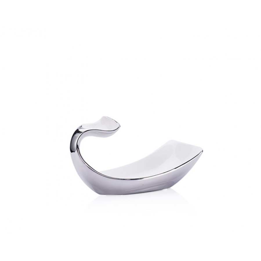 PR20-1007 - Gümüş- Beyaz Seramik Çerezlik 22*12