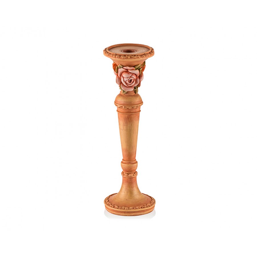 PR30-1026 - Çiçekli Somon Rengi Orta Boy Mumluk 31*10
