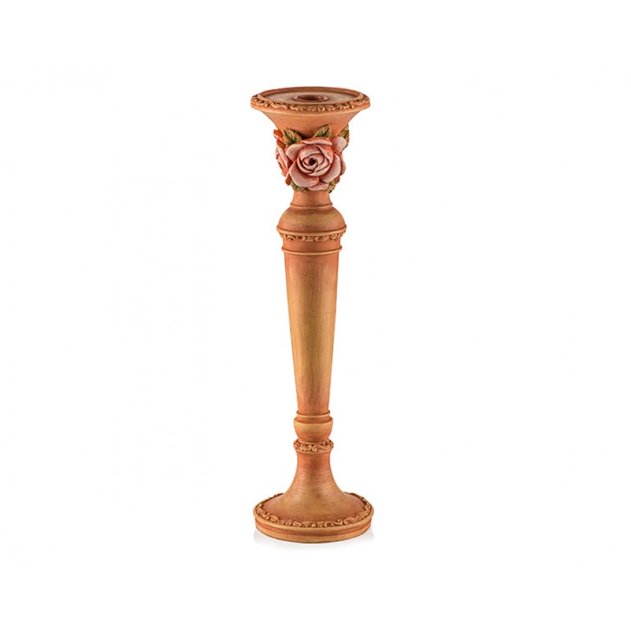PR30-1027 - Çiçekli Somon Rengi Büyük Mumluk 35*10