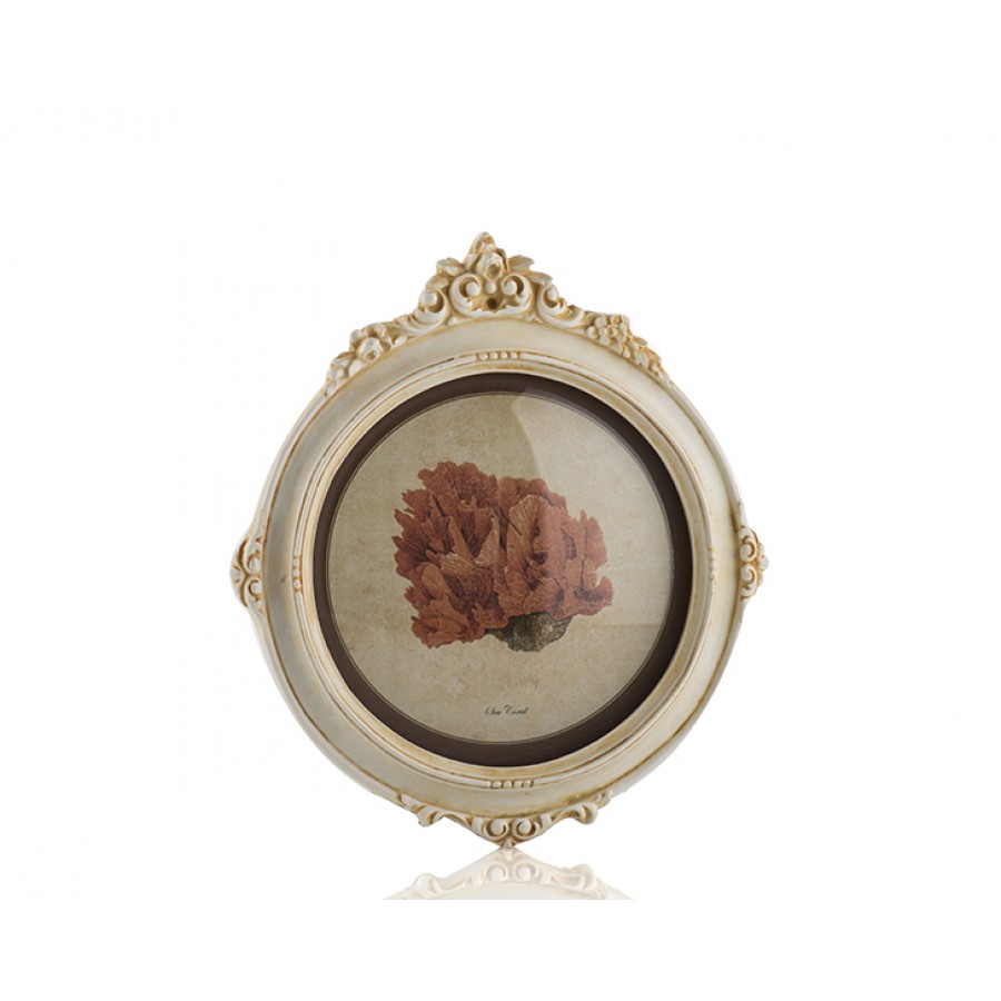 PR30-1075 - Krem Çerçeveli Çiçek Resimli Pano 22*20