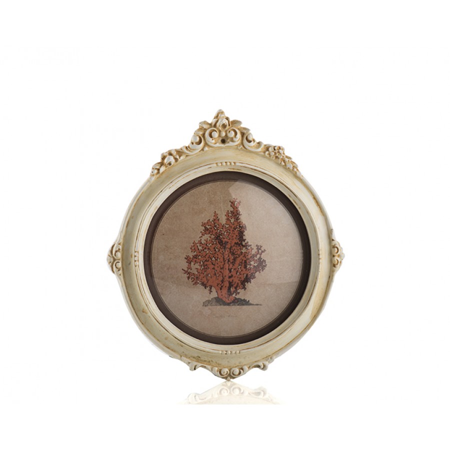 PR30-1076 - Krem Çerçeveli Çiçek Resimli Pano 22*20