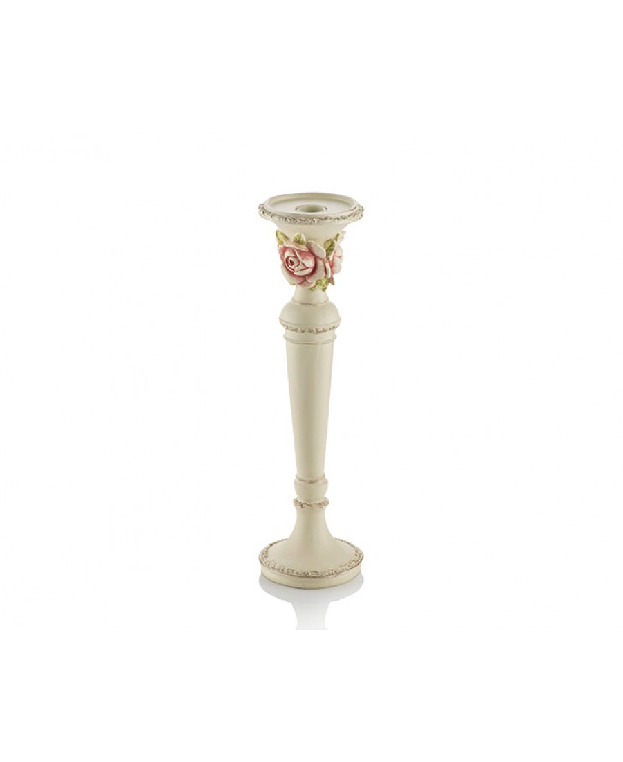 PR30-1089 - Krem Rengi Pembe Güllü Küçük Boy Mumluk 31*10