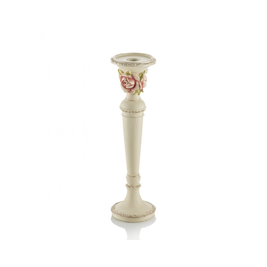 PR30-1089 - Krem Rengi Pembe Güllü Küçük Boy Mumluk 31*10