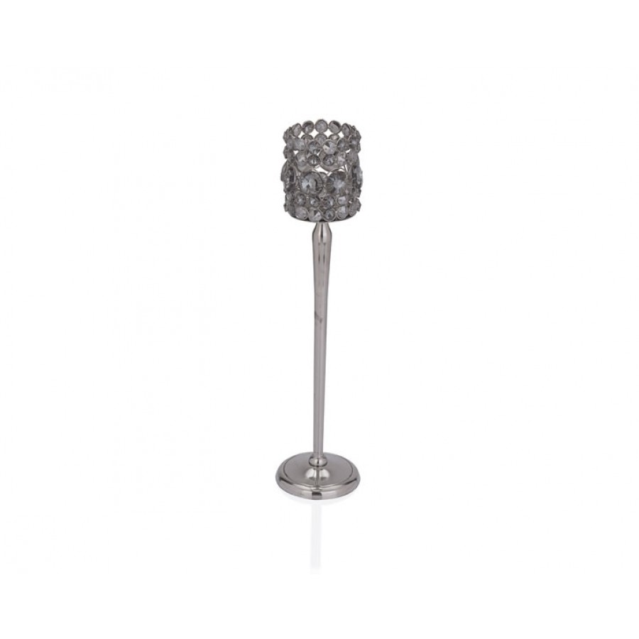 PR37-1018 - Gümüş Füme Kristalli Mumluk 9*9*47