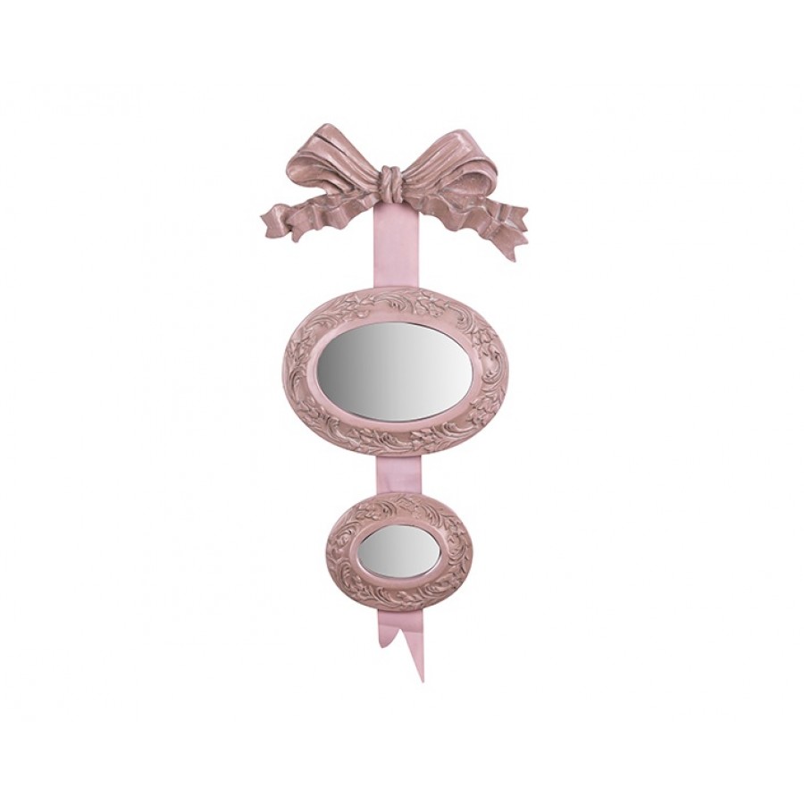 PR42-1017 - Pembe Kurdeleli 2li Asma Oval Ayna