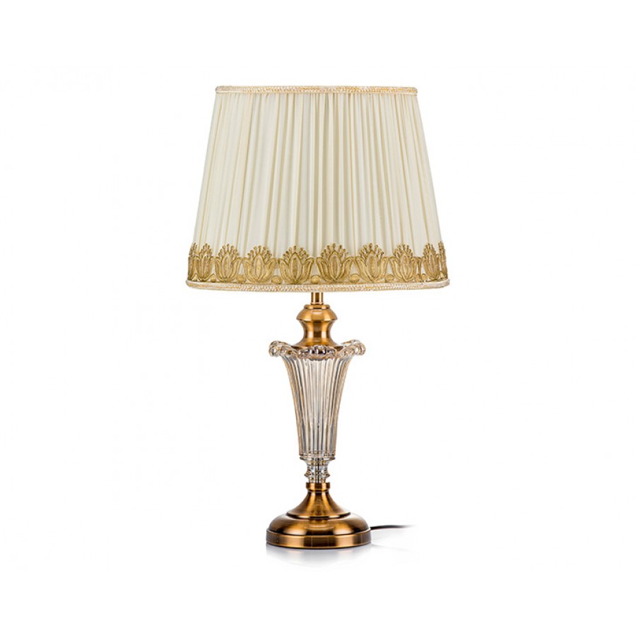 PR57-1006 - Bronz Ayaklı Kristal Gövdeli Ekru Abajur 70*40
