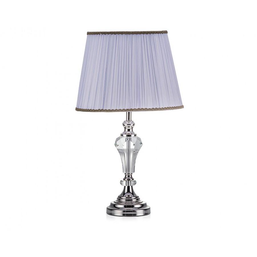 PR57-1028 - Gümüş Ayaklı Kristal Gövdeli Eflatun Abajur 64*37