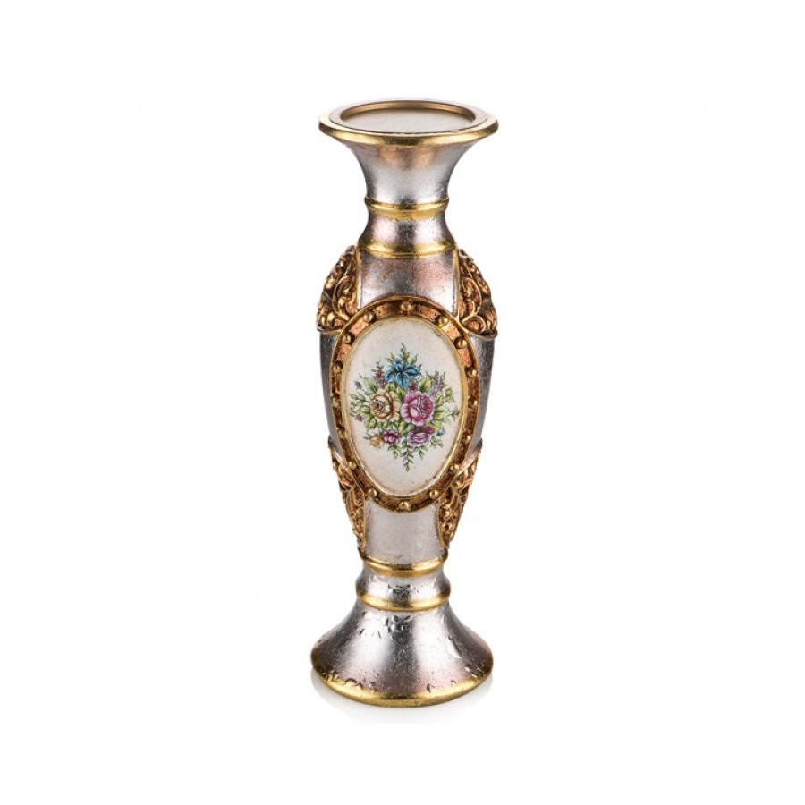 PR58-1041 - Altın Çiçek Desenli Büyük Mumluk 36*12