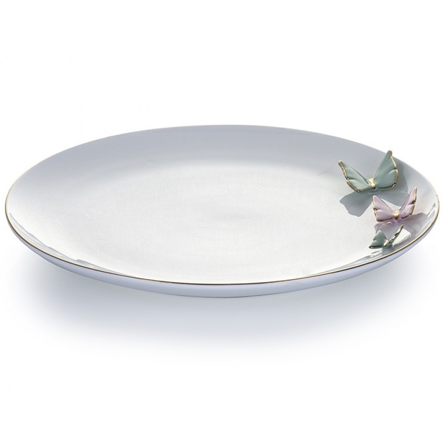 PR61-1005 - Kelebekli 3lü Servis Tabağı 27cm 