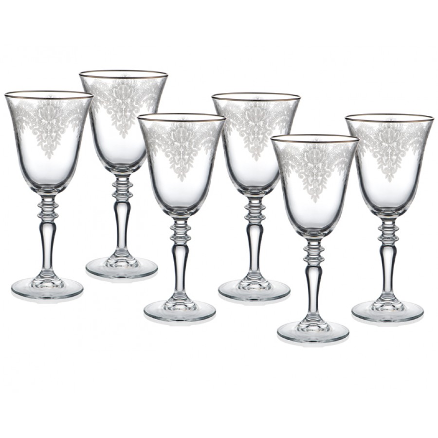 PR86-1009 - JASMIN SADE PLATİN UZUN AYAKLI KIRMIZI ŞARAP KADEH