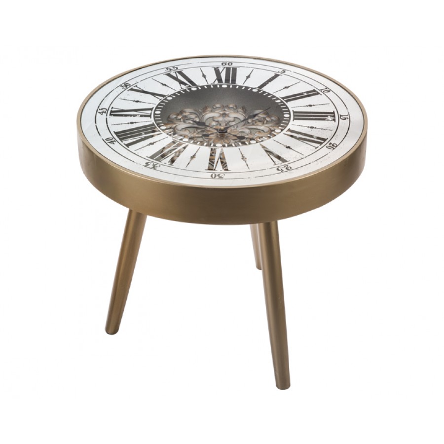 PR90-1010 - Aynalı İşlemeli Saatli Sehpa 60*60*56