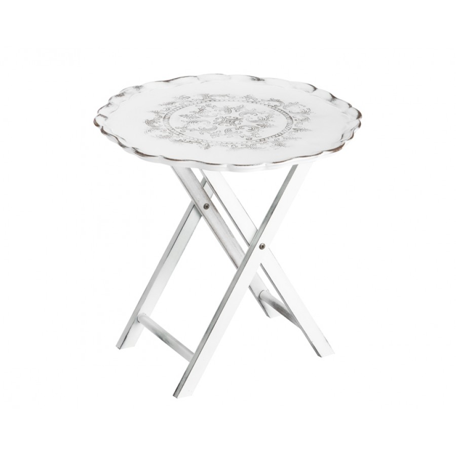 PR94-1015 - Beyz Eskitme İşlemli Ahşp Katlanır Sehpa 52*52*51